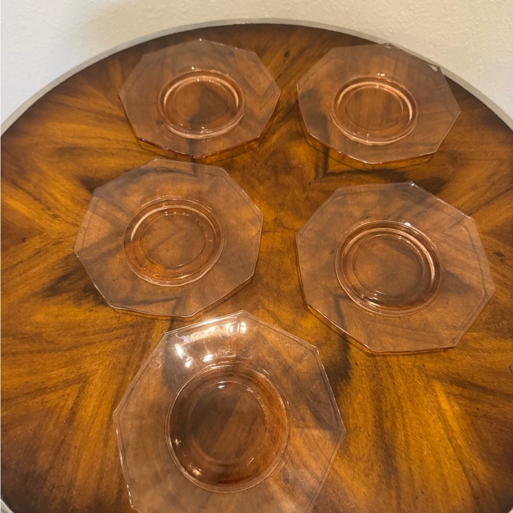 Haisey Pink Flamingo Depression Glass plates 5 8 in  and 5 6 inch beautiful set - Picture 6 of 10